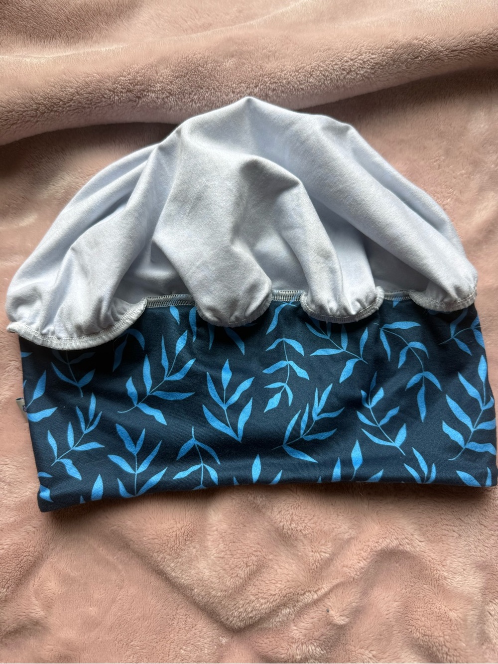 HelloHeadBand Scrub Hat - Twilight Leaves - Women’s Soft Scrub Cap Ponytail - Picture 8 of 11